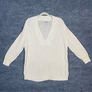 Cabi Women’s Medium Ivory Chunky Knit V Neck Tennis Golf Sweater‎